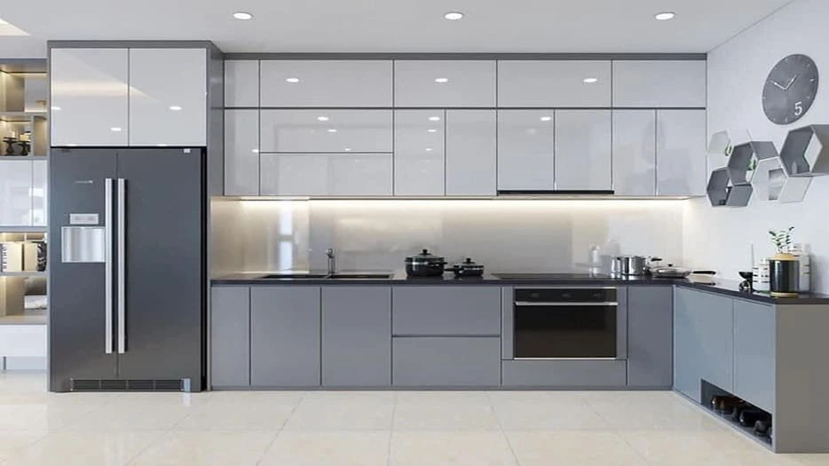 Mẫu tủ bếp melamine tại quận Sơn Trà Đà Nẵng màu sắc sống động