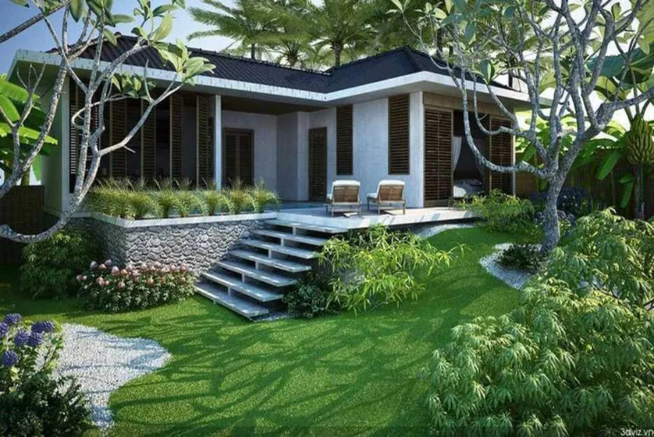 Thi công biệt thự 500m2 tại Đà Nẵng 4 Thi công biệt thự 500m2 tại Đà Nẵng sân vườn