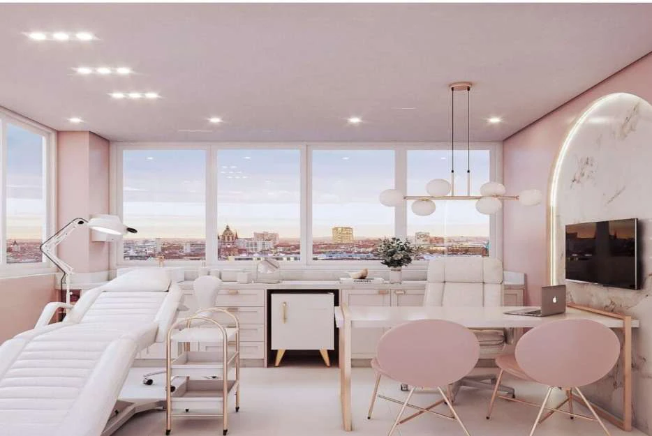 Thiết kế thi công tiệm phun xăm nhỏ Đà Nẵng tone pastel dễ thương