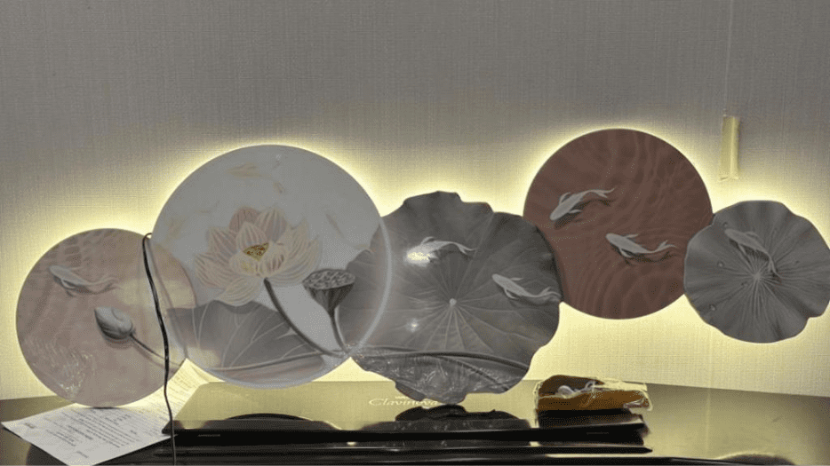 Tranh 3D LED Cửu Ngư Quần Hội May Mắn Trang Trí Phòng Khách