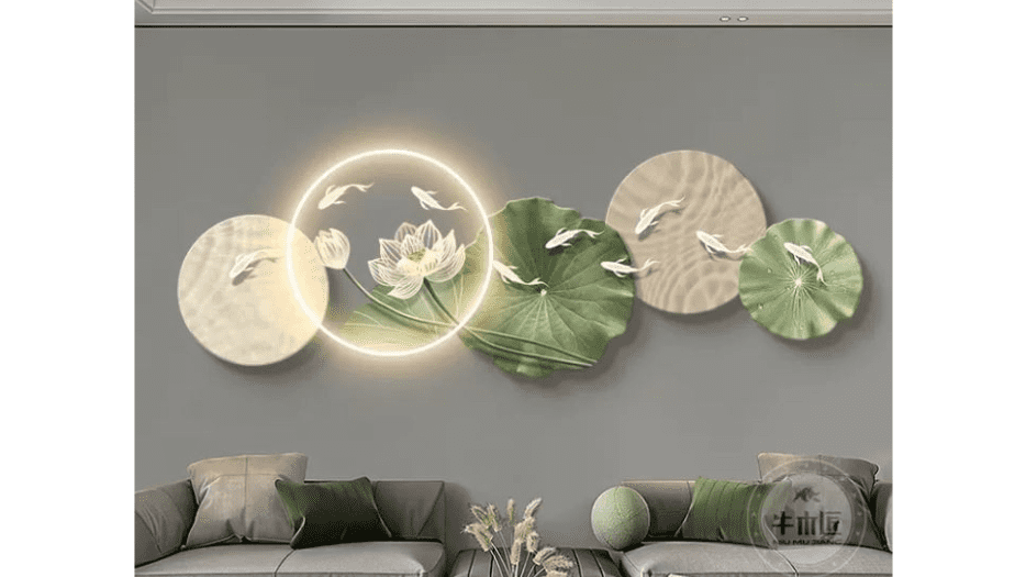Tranh 3D LED Cửu Ngư Quần Hội May Mắn Trang Trí Phòng Khách