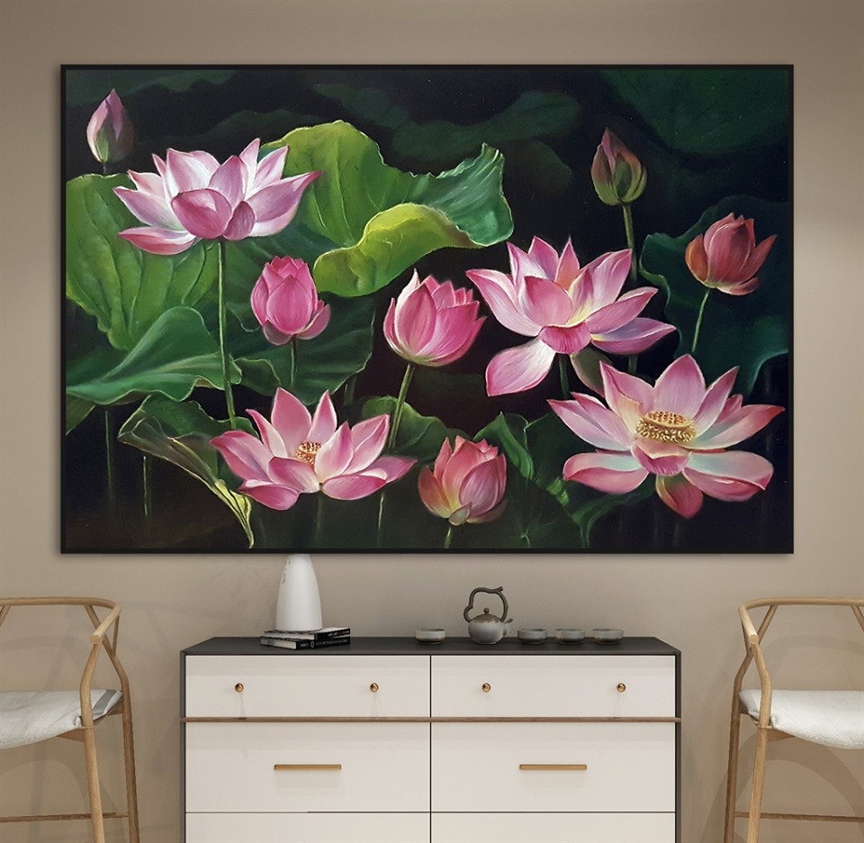 Tranh canvas hoa sen Đồng Tháp