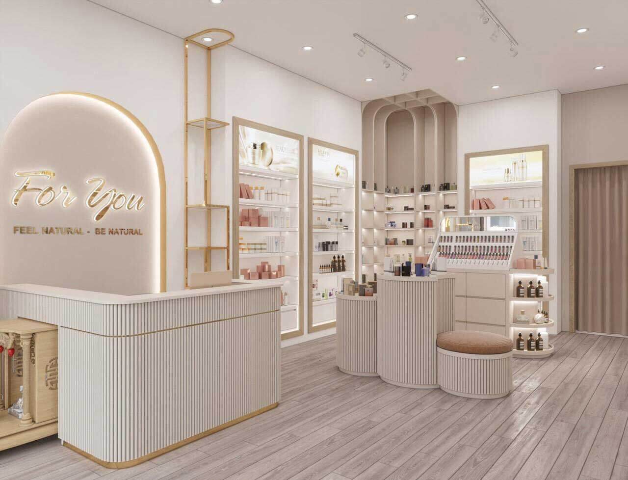Thi công shop mỹ phẩm Hội An minimalist