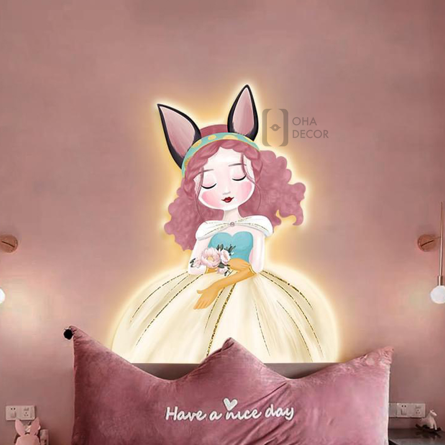 Tranh 3D tráng gương dễ thương treo phòng bé Bến Tre 3 Tranh 3D tráng gương dễ thương treo phòng bé hình bé gái