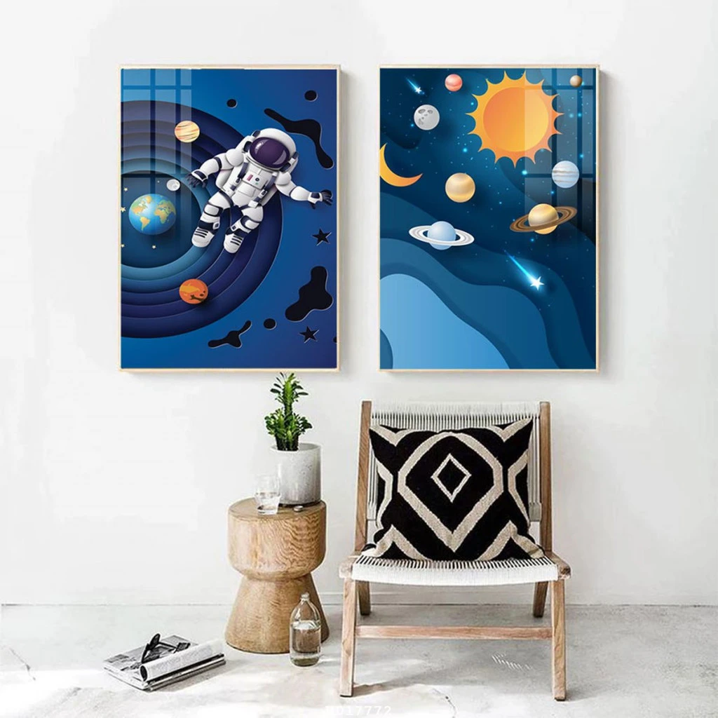 Tranh 3D Tráng Gương Bến Tre dễ thương treo phòng bé 8 Tranh 3D tráng gương dễ thương treo phòng bé hình phi hành gia