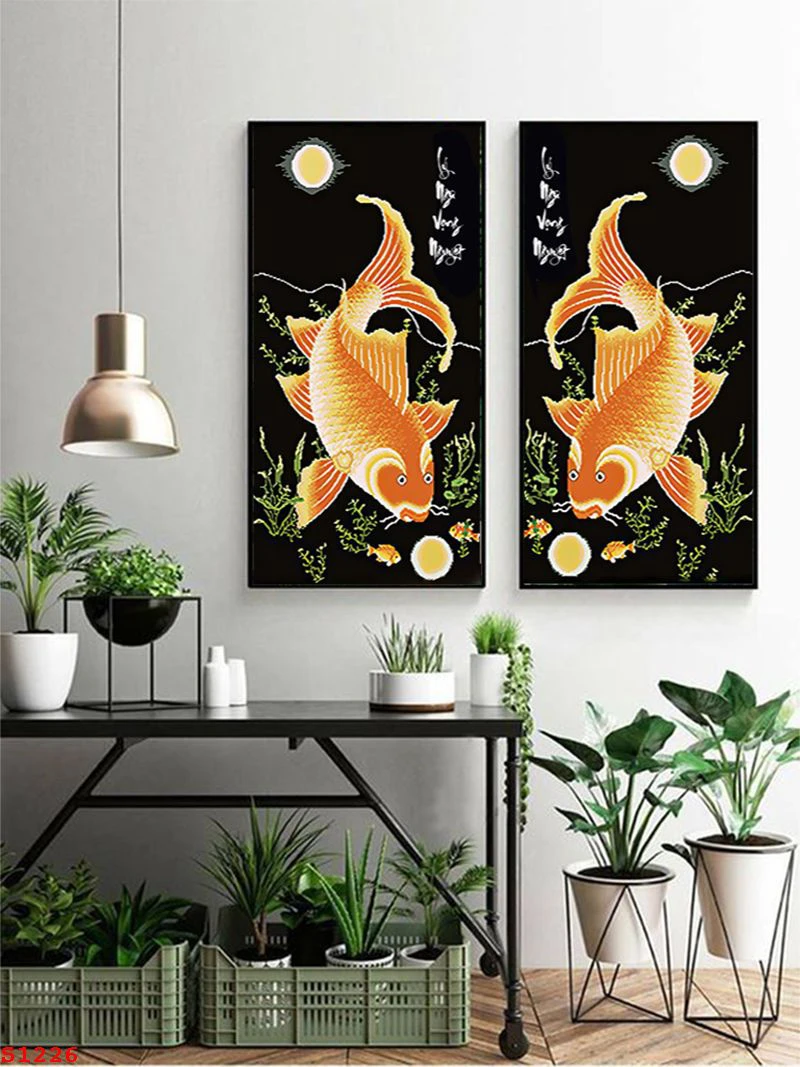Tranh tráng gương cá chép thường hợp người mệnh