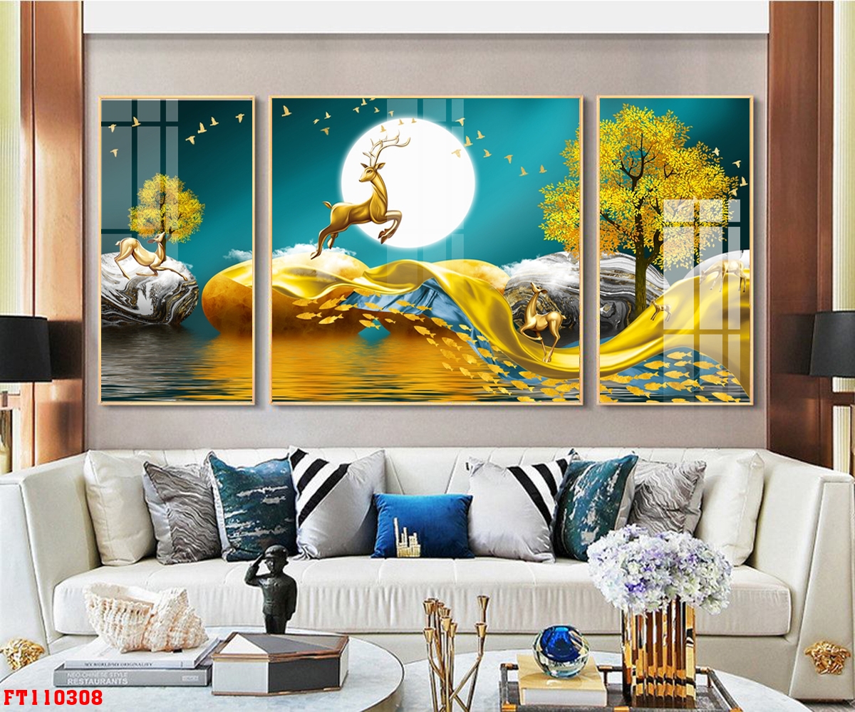 Tranh tráng gương treo tường Huế 2026 4 Tranh tráng gương treo tường Huế trong phòng khách