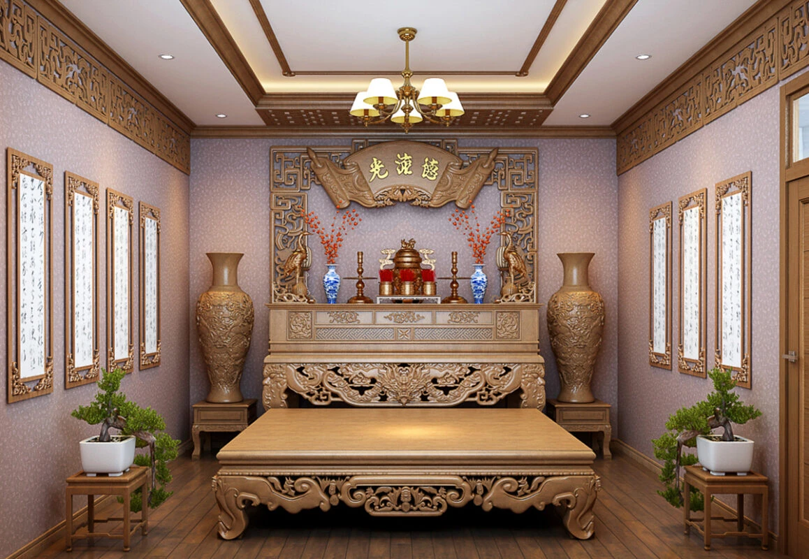 Mẫu thiết kế nội thất phòng thờ hợp mệnh