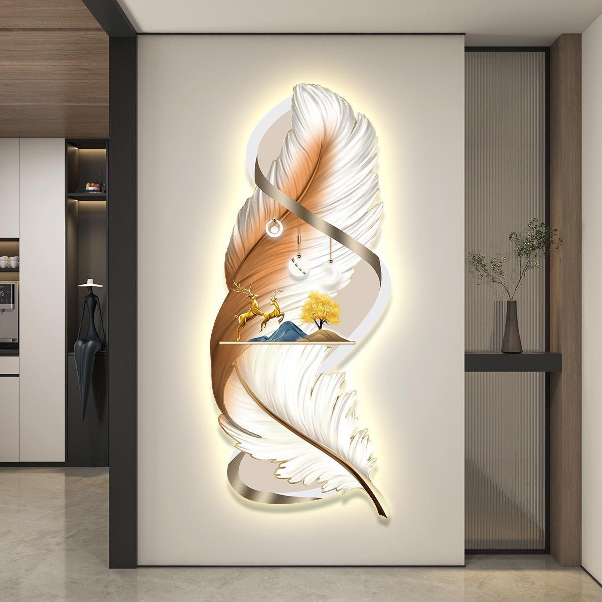 Tranh LED tráng gương Đà Nẵng lông vũ