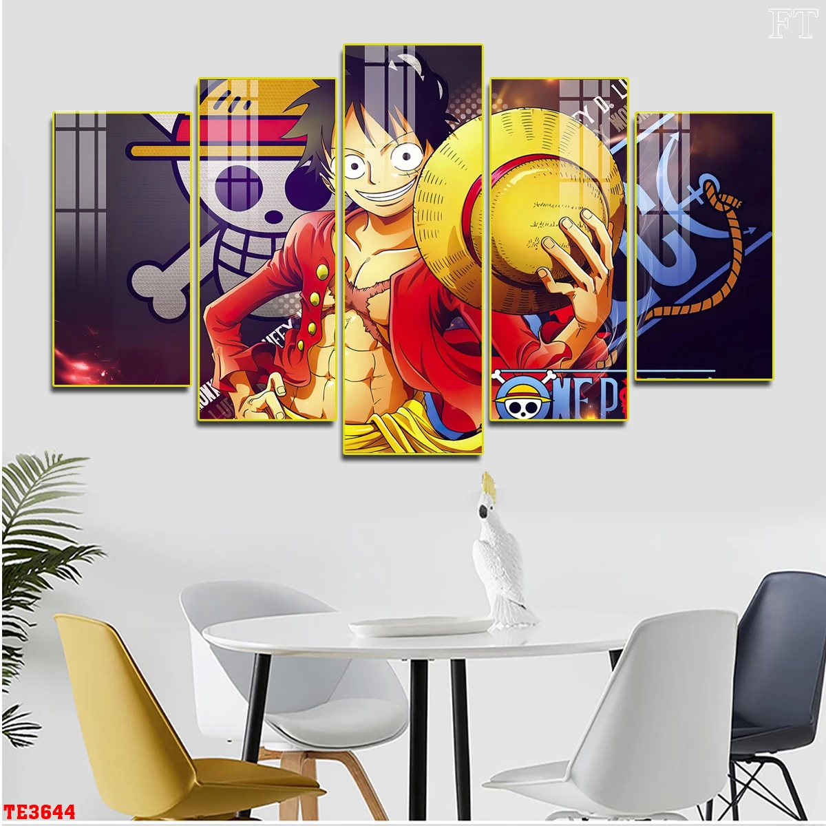 Tranh tráng gương One Piece Hải Dương bộ 5 tấm Luffy
