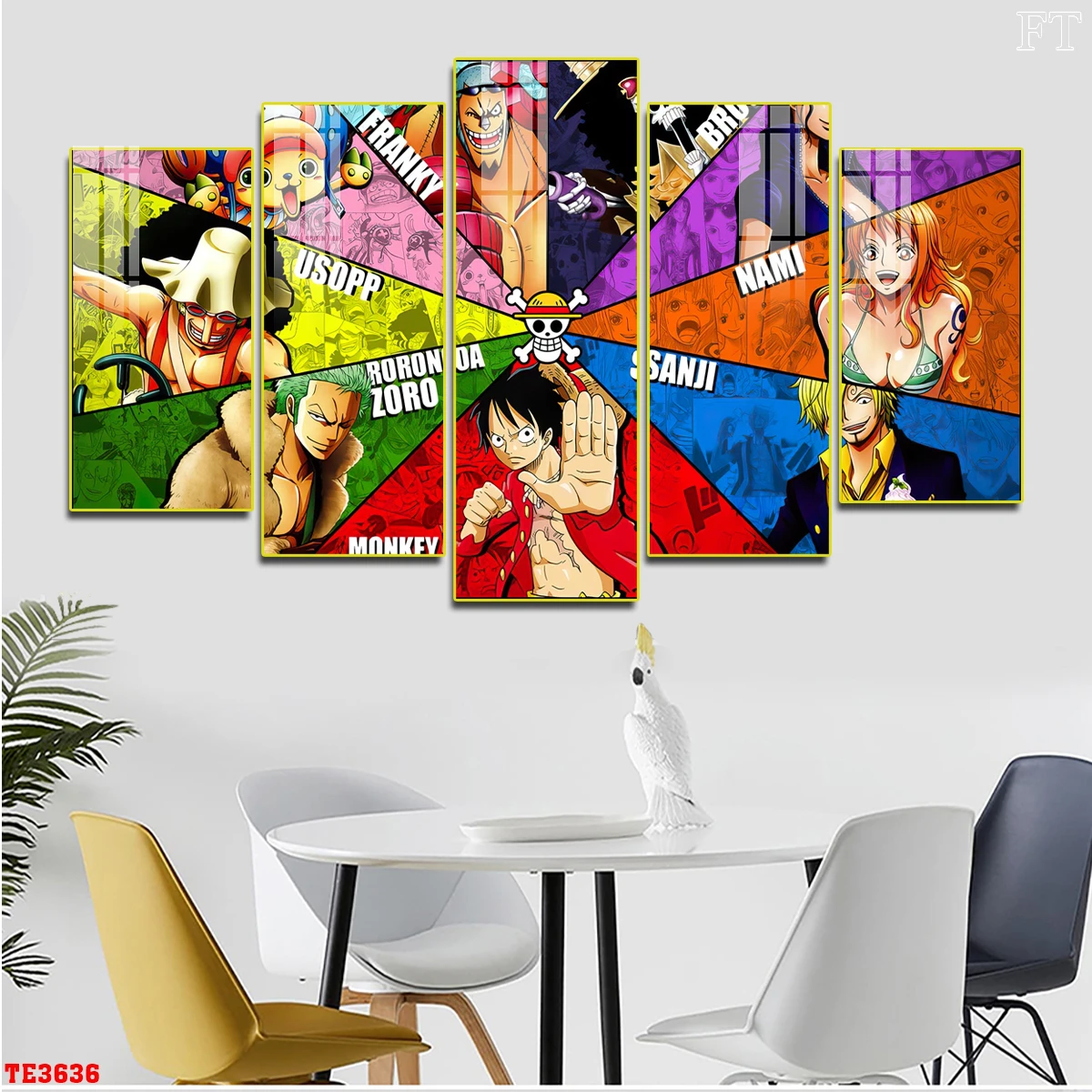 Tranh tráng gương One Piece với nhân vật chính là các thành viên