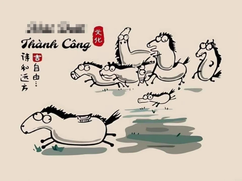 Tranh Bình Thuận mã đáo thành công hài hước