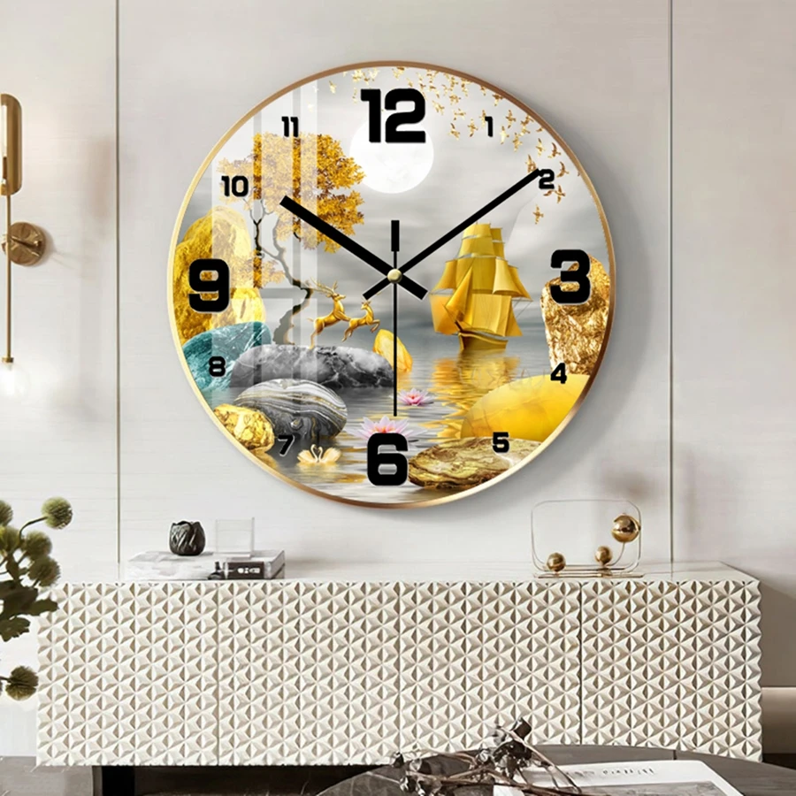 Tranh đồng hồ tráng gương Sài Gòn treo tường hươu