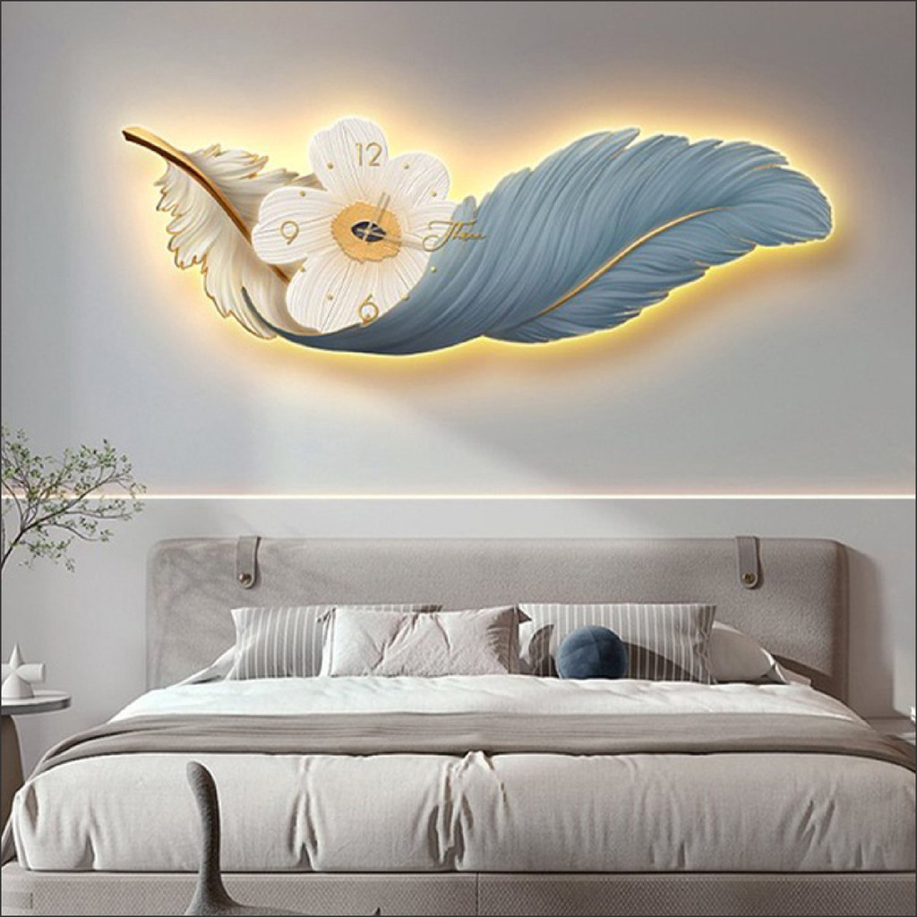 Tranh tráng gương Bình Dương đồng hồ lông vũ