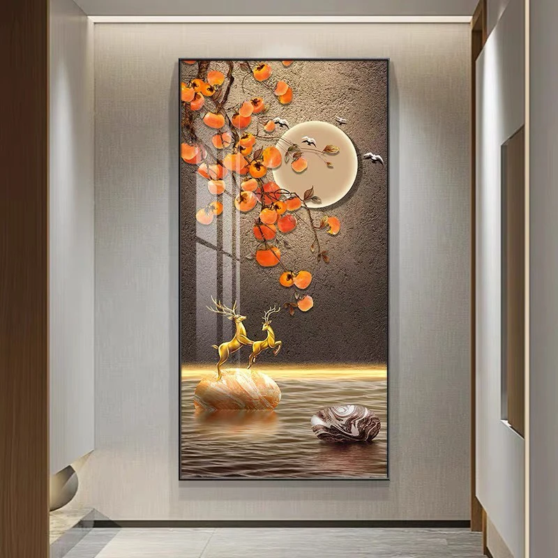 Tranh Lạng Sơn tráng gương hươu phong thủy