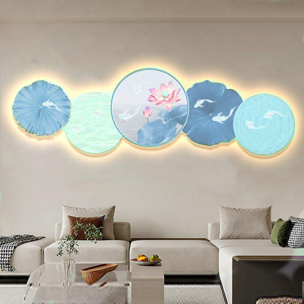 Tranh Lâm Đồng hoa sen 3D led phong thủy cho người tuổi Tý, Dậu