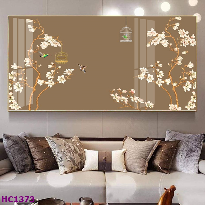 Tranh Kiên Giang Tết hoa đào chim én cho phòng khách