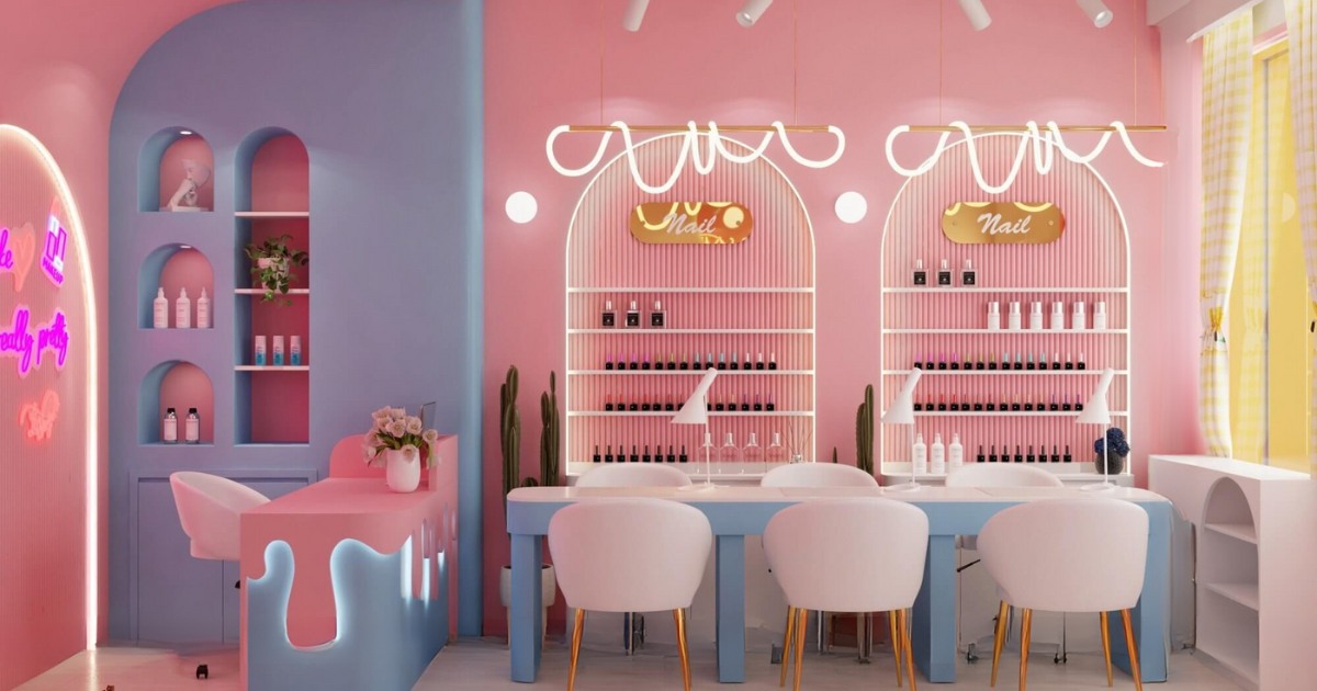 Thi công tiệm nail hiện đại Quảng Nam