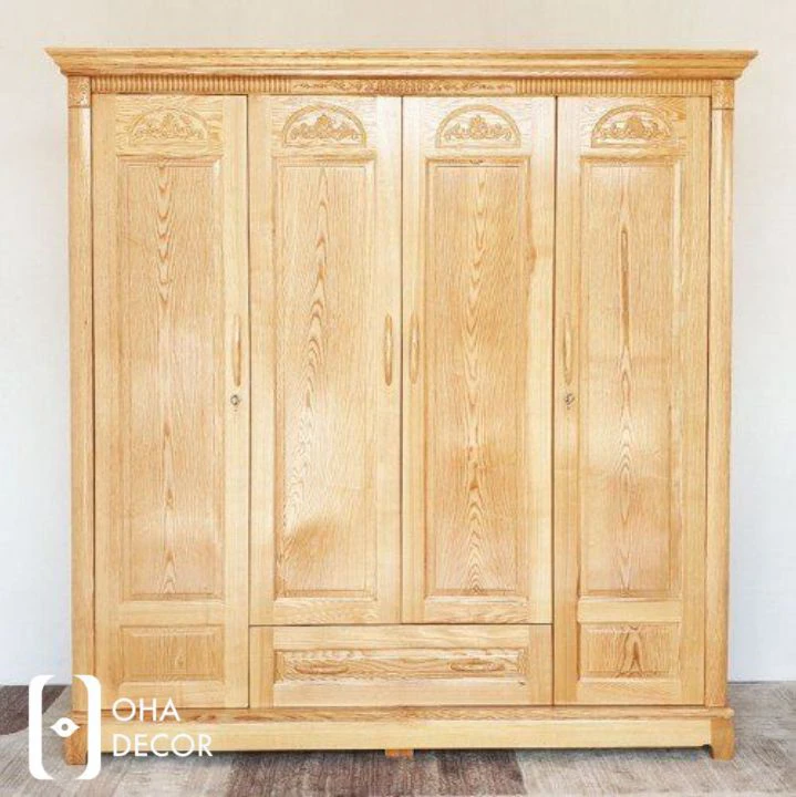 Tủ quần áo gỗ sồi tự nhiên Đà Nẵng - Sự lựa chọn hoàn hảo từ Oha Decor 3 Tủ quần áo gỗ sồi 4 cánh