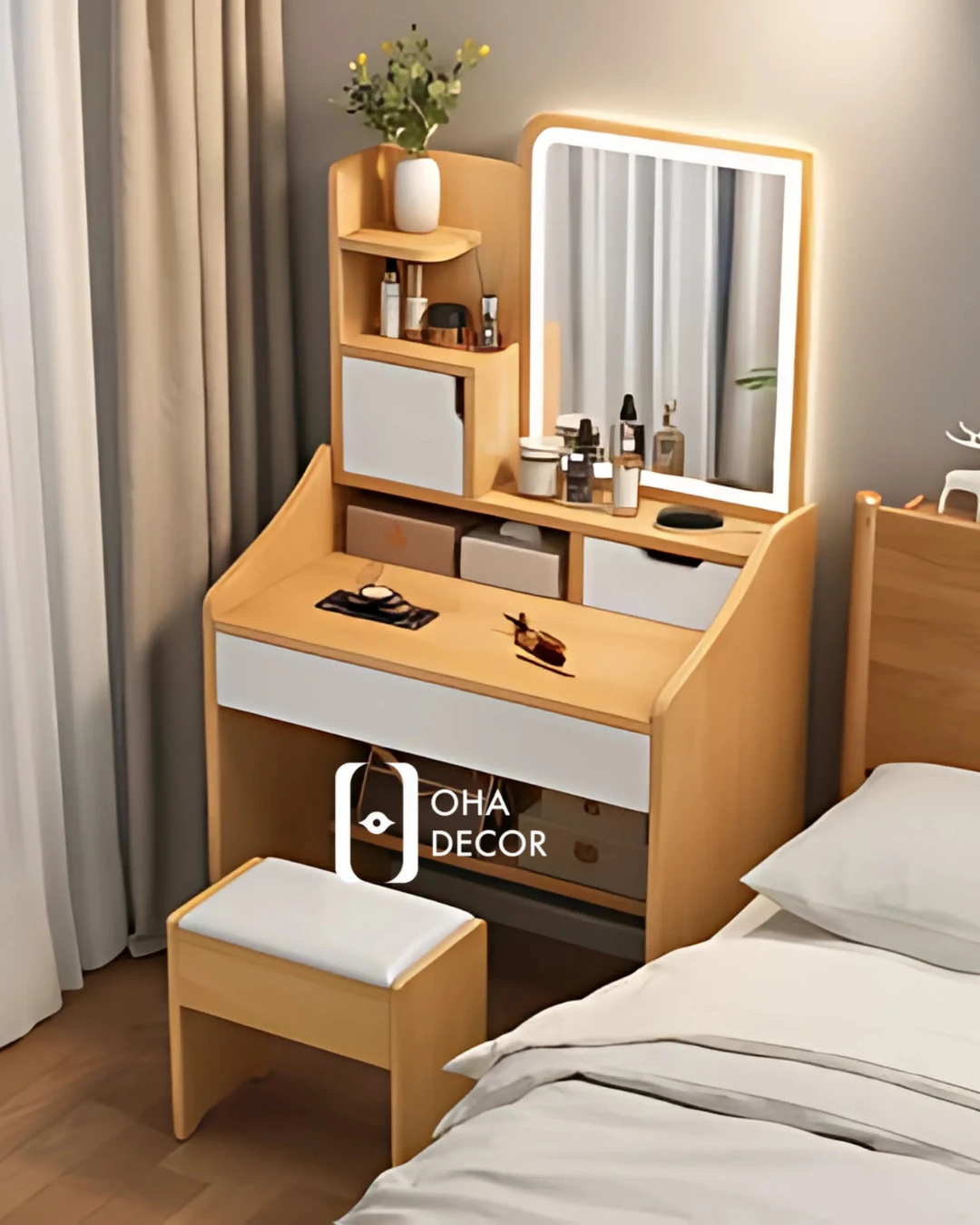 Bàn Trang Điểm Gỗ Tự Nhiên Hiện Đại 8 Bàn Trang Điểm Gỗ Tự Nhiên Hiện Đại BR110