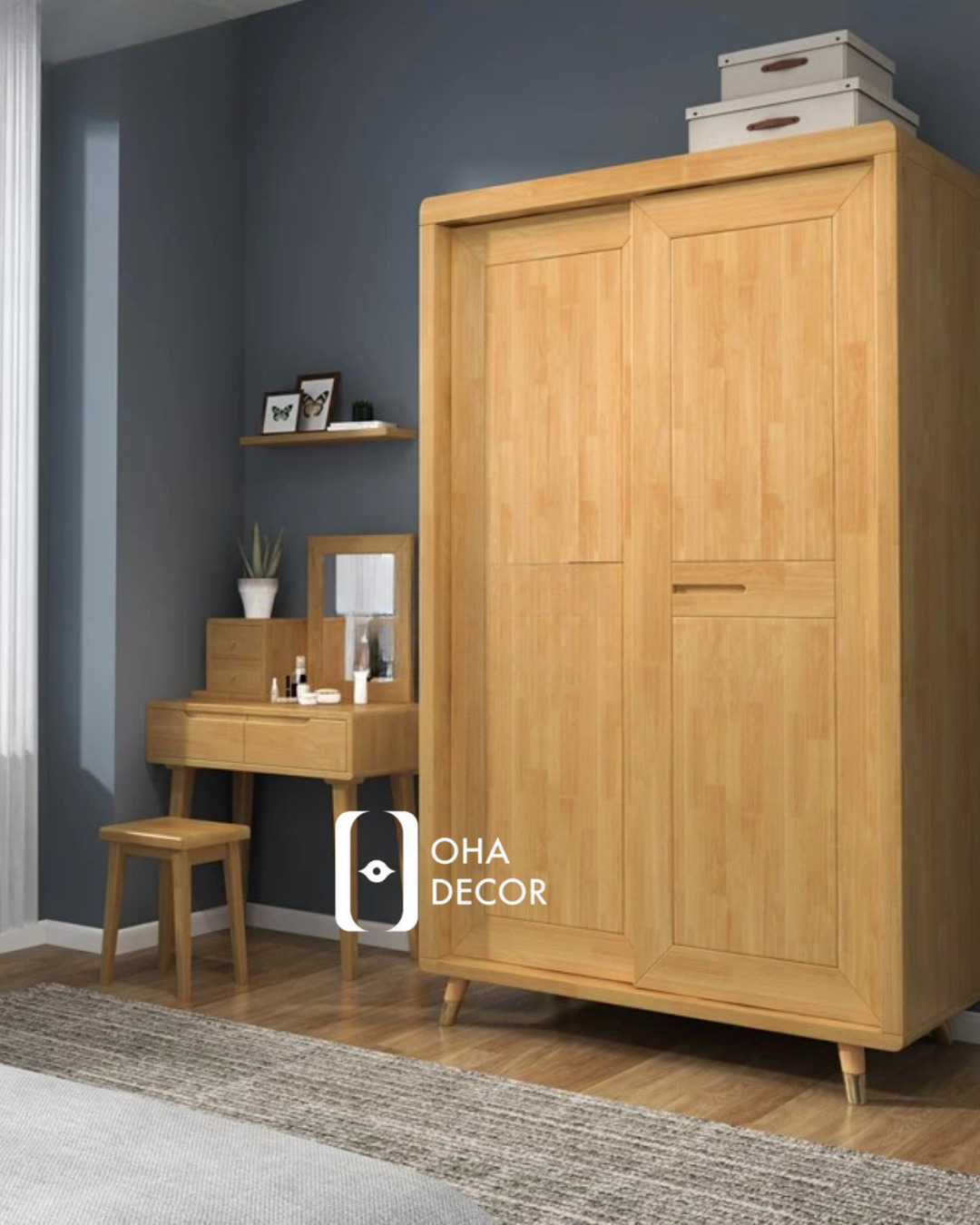 Tủ quần áo gỗ tự nhiên hiện đại BR046 8 Tủ quần áo gỗ tự nhiên hiện đại BR046