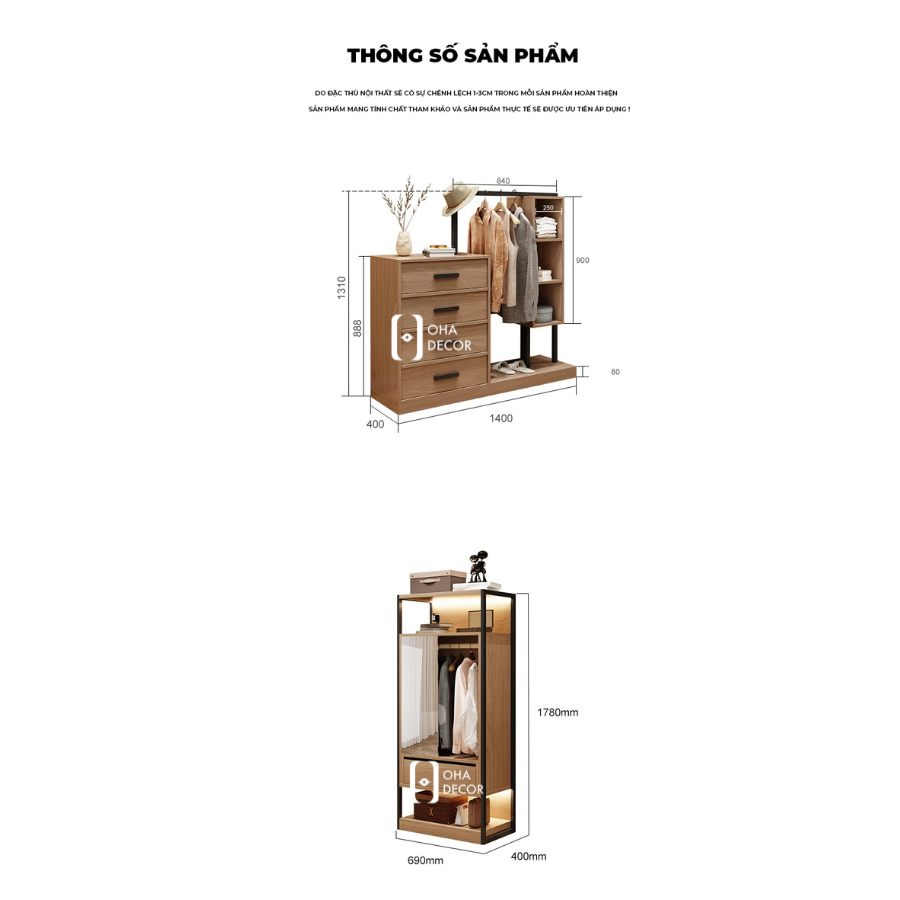 Kệ Treo Quần Áo Kết Hợp Tủ Đa Năng 3 5