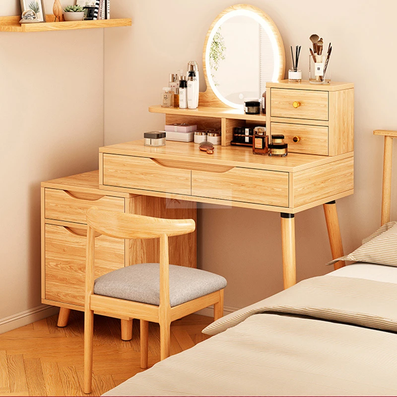 Bàn Trang Điểm Gỗ Tự Nhiên Tích Hợp Tủ Lưu Trữ 4 ban trang diem go tu nhien tich hop tu luu tru