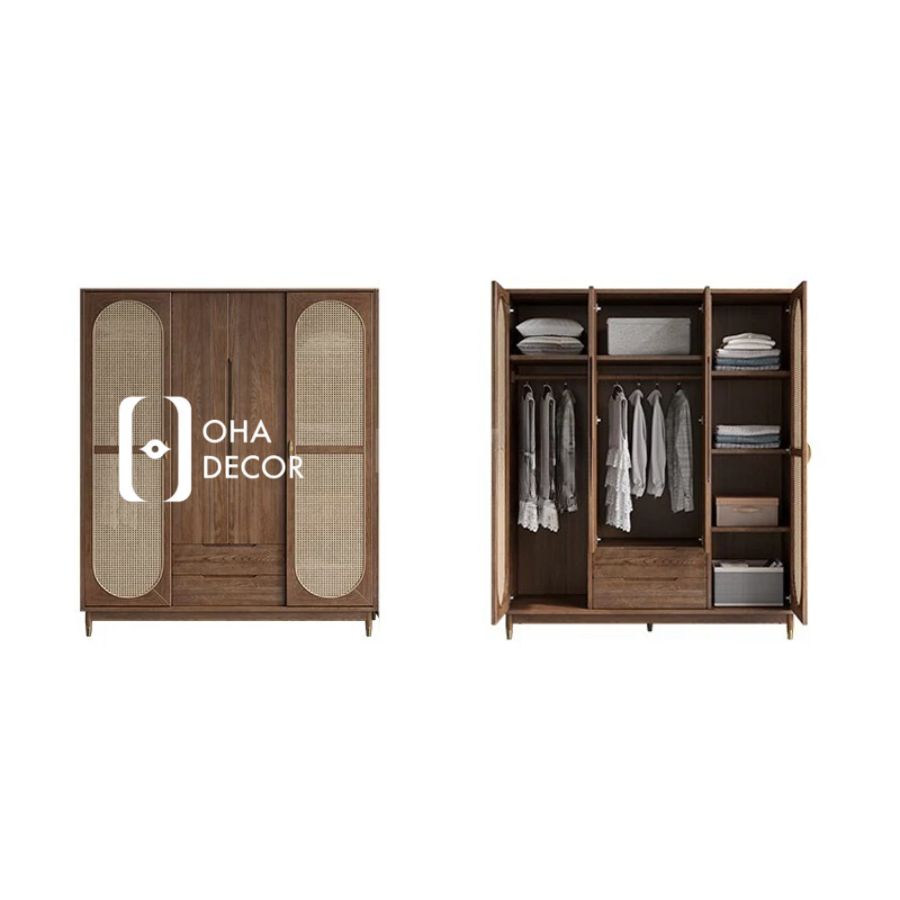 tủ quần áo gỗ gõ đỏ 4