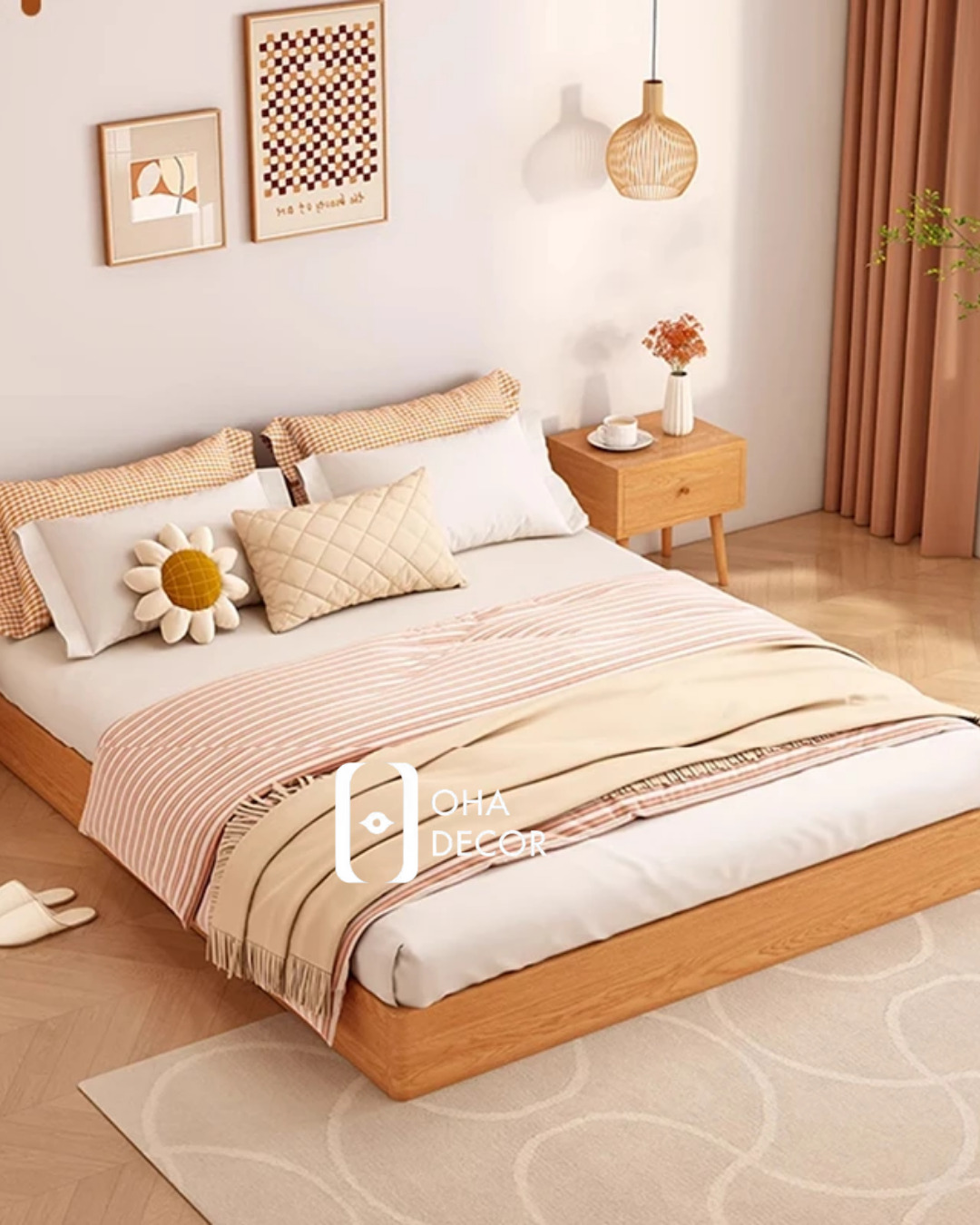 Bảo hành và cam kết Giường Bệt Gỗ Tự Nhiên Tối Giản TQA123