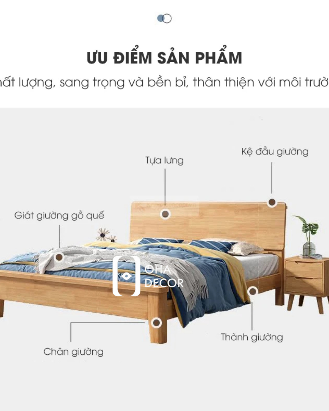 2 Chức năng Giường Gỗ Tự Nhiên Phong Cách Tối Giản