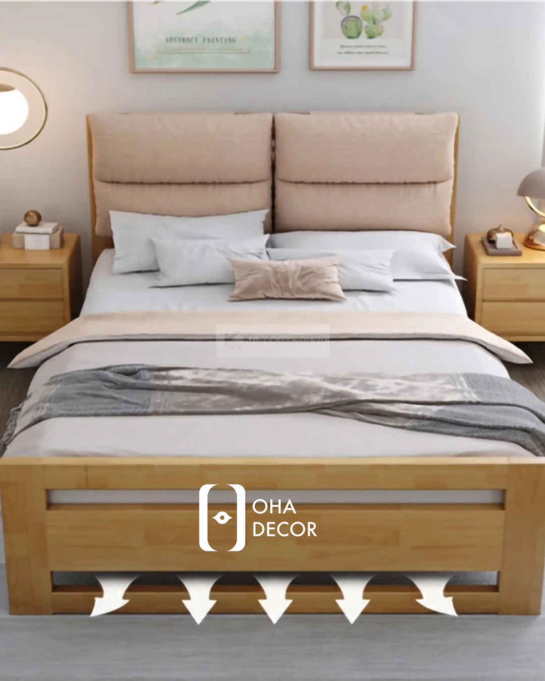 2 Chức năng Giường Ngủ Gỗ Tự Nhiên Tối Giản TQA054