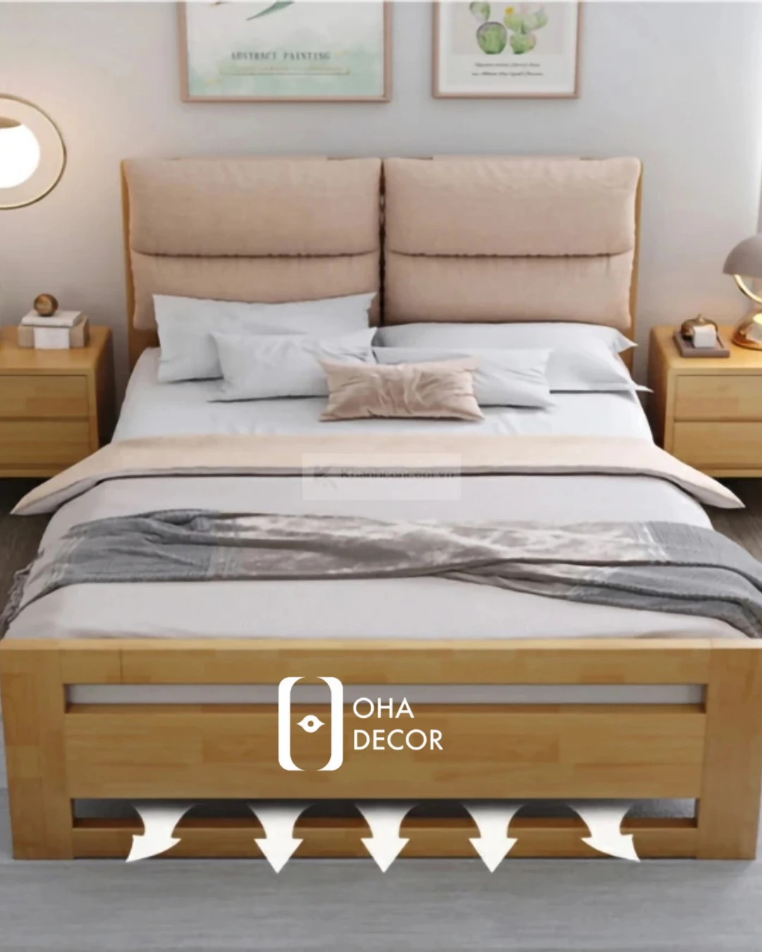 Chức năng Giường Ngủ Gỗ Tự Nhiên Tối Giản TQA054