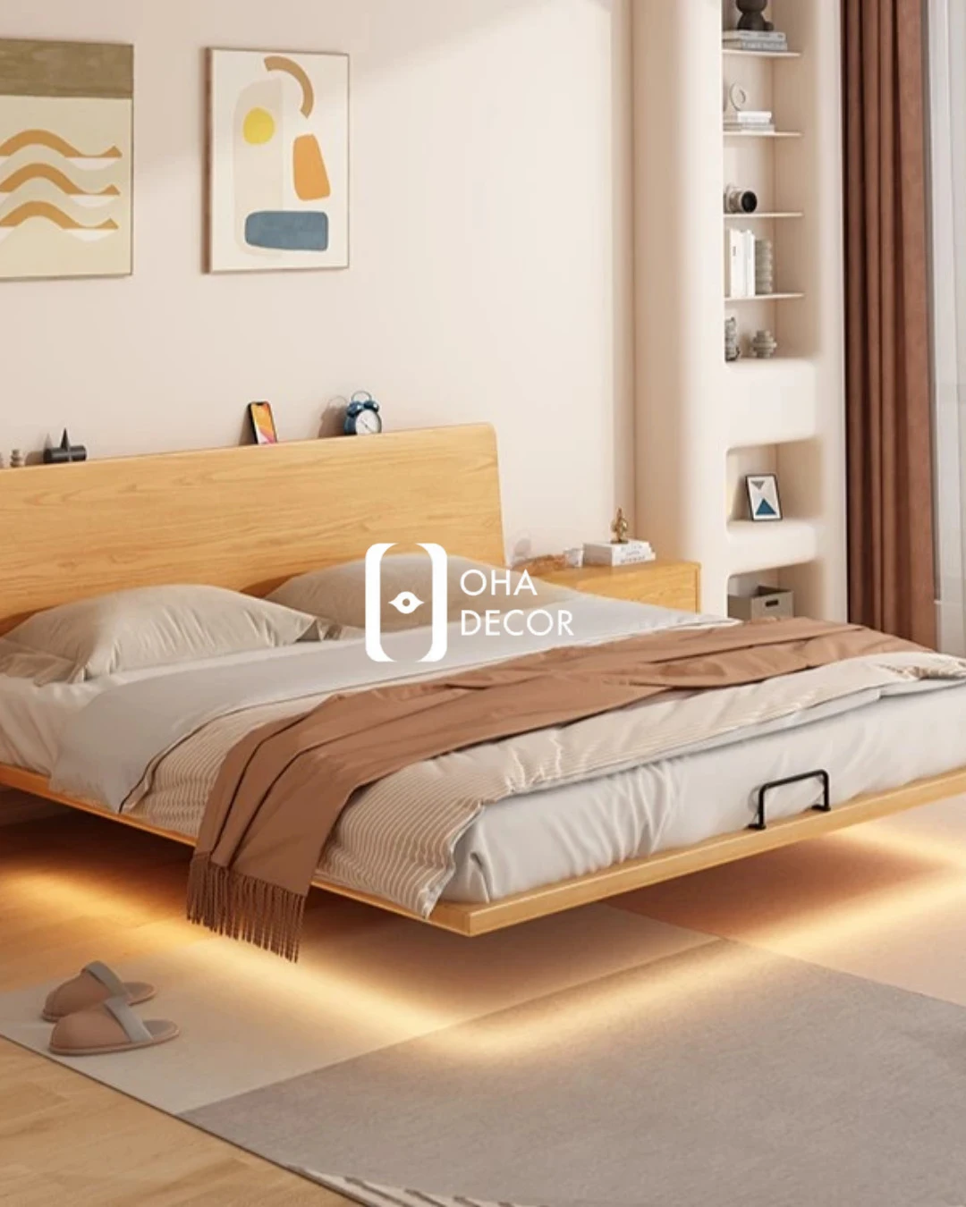 Chức năng Giường Ngủ Gỗ Tự Nhiên Phong Cách Hàn TQA070