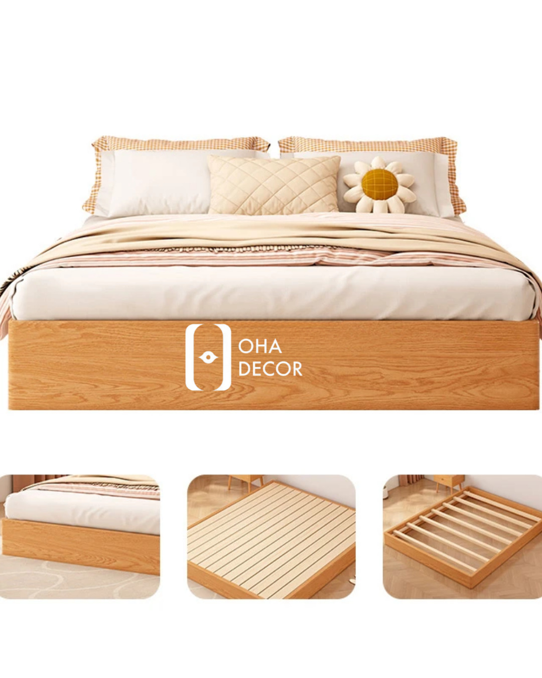 Giường Bệt Gỗ Tự Nhiên Tối Giản TQA123