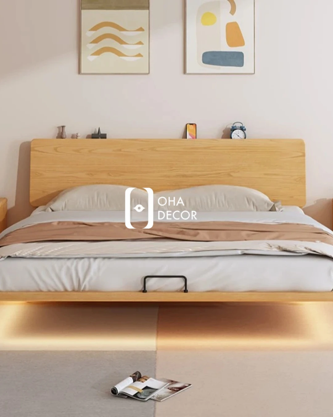 Giường Ngủ Gỗ Tự Nhiên Phong Cách Hàn TQA070