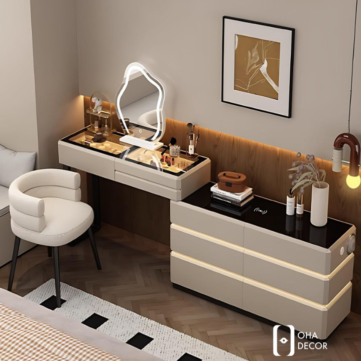 Bàn Trang Điểm Gỗ Tự Nhiên Tích Hợp Tủ Lưu Trữ tại Đà Nẵng