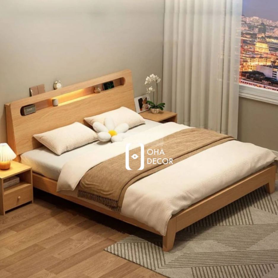 Giường Ngủ Gỗ Tự Nhiên Phong Cách Hàn 3 giuong-ngu-go-tu-nhien-phong-cach-han-3