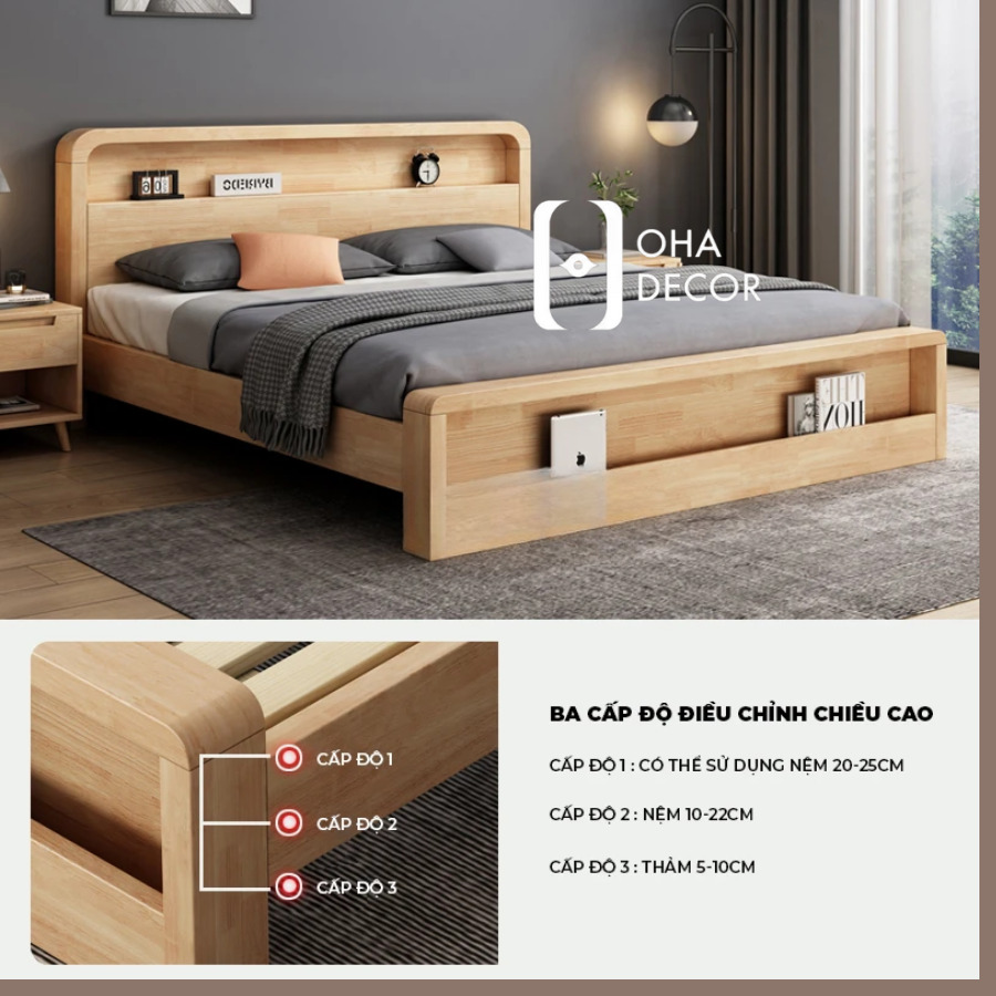 Giường Gỗ Phong Cách Hiện Đại 2 Công năng