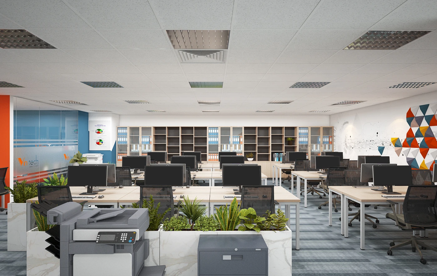 Thi công nội thất văn phòng Hồng Hà Oha Decor Huế