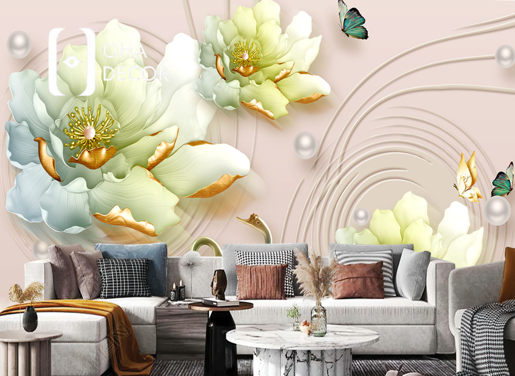 in giấy dán tường 3D phòng ngủ Hà Nội