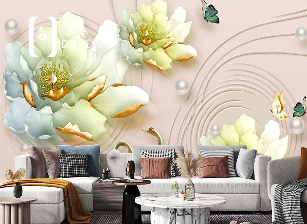 in giấy dán tường 3D phòng ngủ Hà Nội