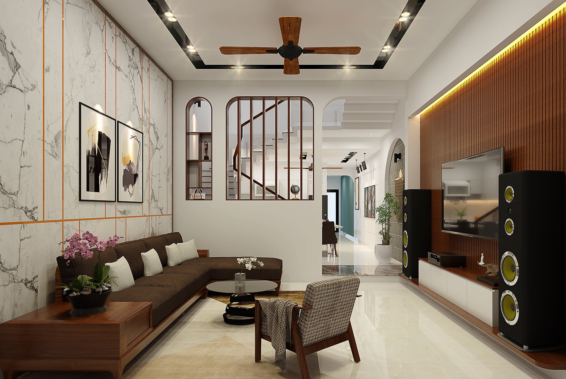 thi công nội thất trọn gói nhà phố Quảng Ngãi
