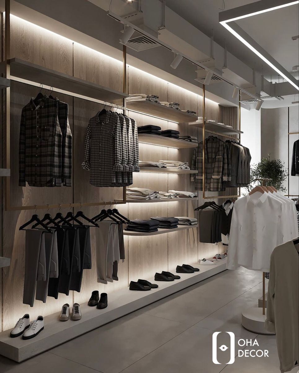 thiết kế shop quần áo nam