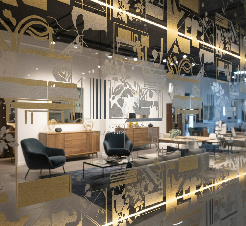 in UV kính quảng cáo showroom Quảng Trị