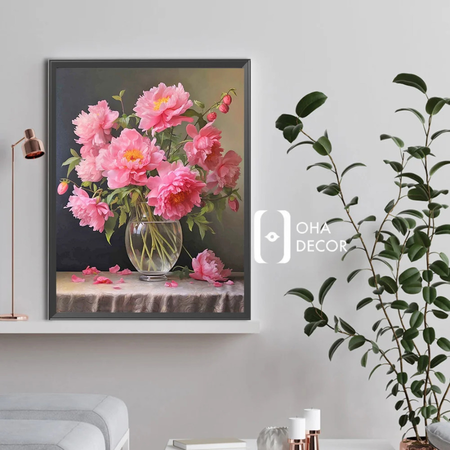 Tranh tết hoa mẫu đơn tráng gương Hà Nội – Biểu tượng thẩm mỹ tinh tế cho không gian sum vầy ngày xuân 5 tu quan ao go go do 1 5