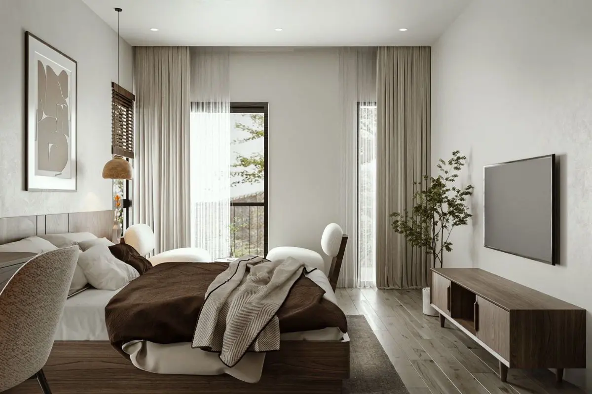 Thiết kế thi công nội thất căn hộ Đà Nẵng 2026 3 Phòng ngủ thư thái trong thiết kế thi công nội thất căn hộ Đà Nẵng với ánh sáng thông minh".