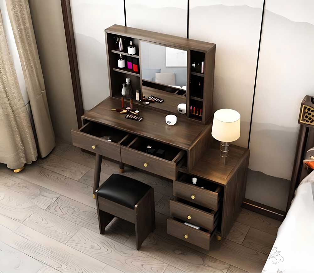 Bàn Trang Điểm Gỗ Tự Nhiên Thiết Kế Đa Lưu Trữ tại Huế – Điểm Nhấn Tinh Tế Cho Không Gian Sống Sang Trọng 3 bàn trang điểm gỗ tự nhiên thiết kế đa lưu trữ