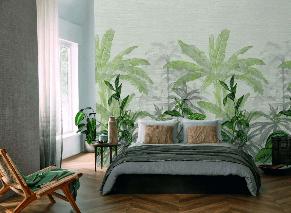 giấy dán tường phòng ngủ màu xanh Quy Nhơn