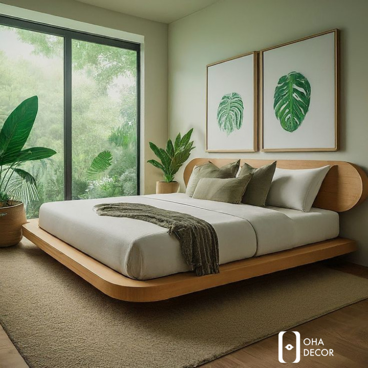 giường gỗ tự nhiên bệt kiểu Hàn có đầu gường Huế
