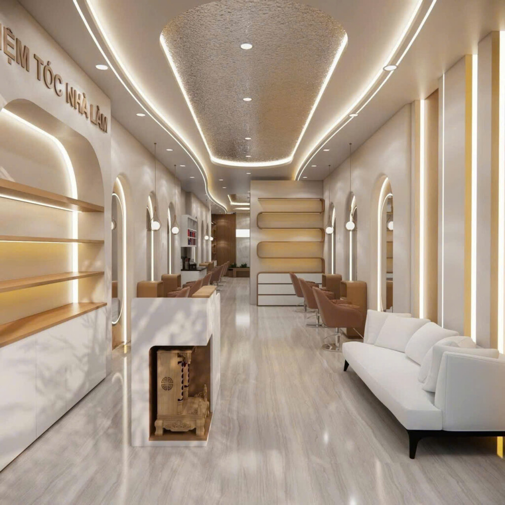 Thiết kế thi công Hair Salon chuyên nghiệp Quảng Bình – 5 yếu tố quan trọng giúp salon nổi bật và thu hút khách hàng bền vững 2 thi công Hair Salon chuyên nghiệp Quảng Bình
